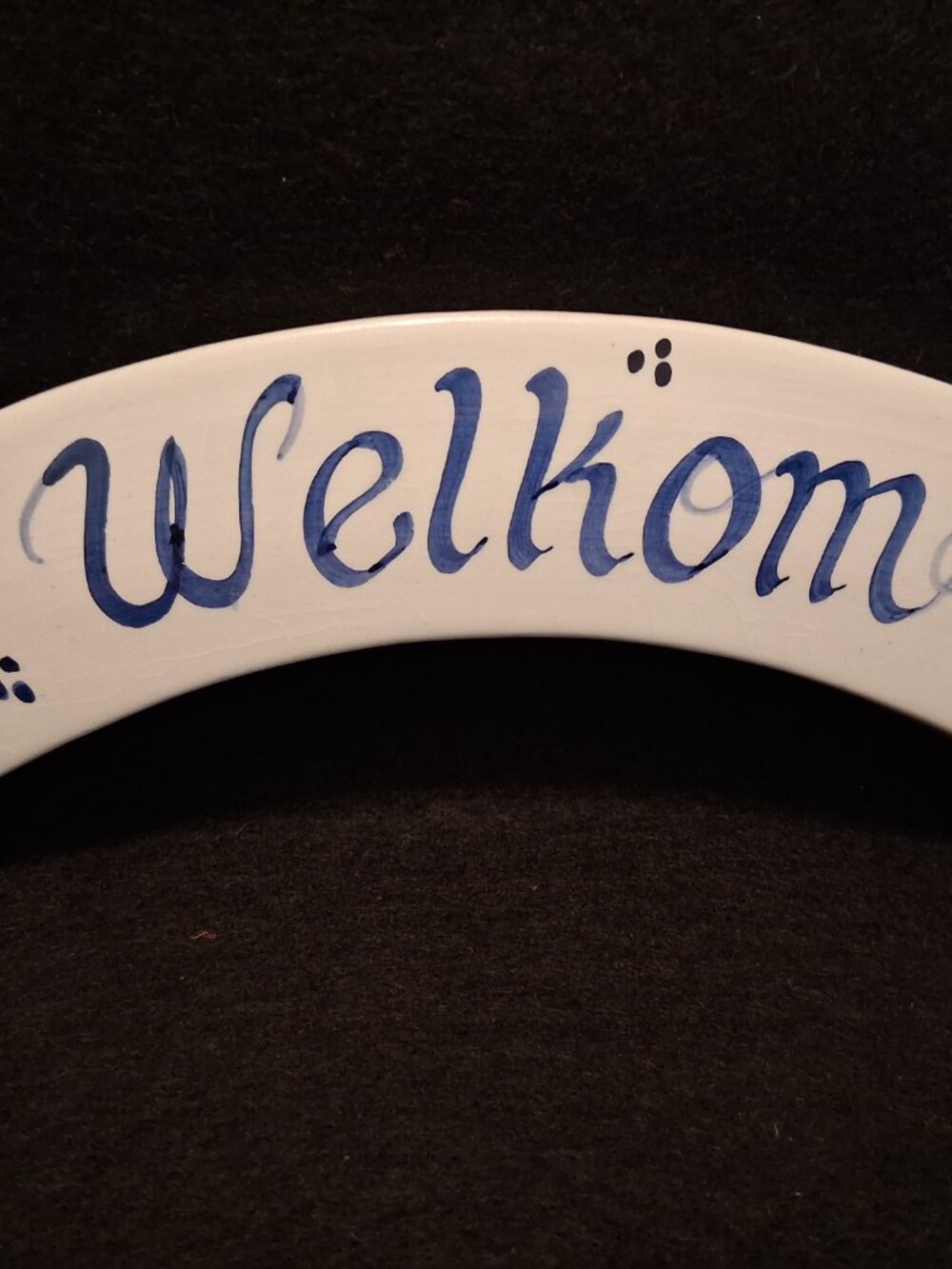 Vintage (1970s-80s) Delft Blue Handpainted “Welkom” Floral Wall Plaque - Holland - Picture 6 of 8